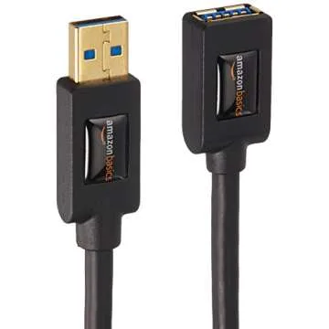 Amazon Basics 2-Pack USB-A 3.0 Extension Cable, 4.8Gbps High-Speed, Male to Female Gold-Plated Connectors, 3 Foot, Black
