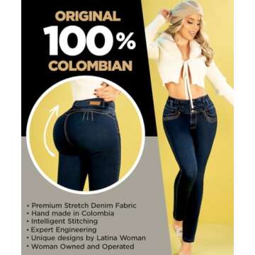 Pantalones Colombianos Levanta Cola | Butt Lifting Jeans for Women Colombian Jeans for Women Butt Li...