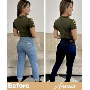 Pantalones Colombianos Levanta Cola | Butt Lifting Jeans for Women Colombian Jeans for Women Butt Lift Jeans Straight Blue