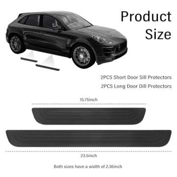 Universal Rubber Car Door Sill Protector Set - Anti-Scratch Edge Guards for All Vehicles