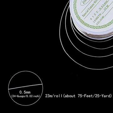 Airssory 0.5mm/24-Guage Copper Metal Beading Wire Long-Lasting Plated for Wrapping Twist Ties DIY Craft Jewelry Making - 75-Feet/25-Yard