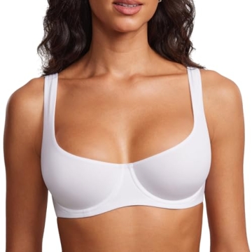DOBREVA Women's Unlined Balconette Bra - Supportive Plus Size White