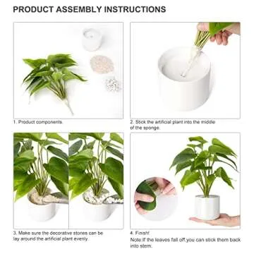 Mkono Fake Plants in Ceramic Pot, 11" Potted Artificial Plants for Home Decor Indoor Faux Green Leaf Plant with Modern White Planter for Desk Shelf Office Room Decoration (Pothos)