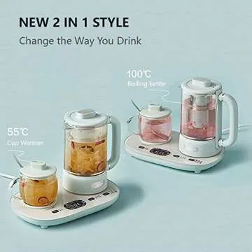 Bear YSH-C06N1 Health Pot, Electric Kettle with Cup Warmer, Glass Kettle for Coffe Tea with Infuser,...