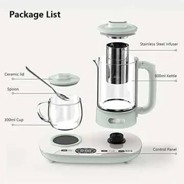 Bear YSH-C06N1 Health Pot, Electric Kettle with Cup Warmer, Glass Kettle for Coffe Tea with Infuser, Pre-set, Temperature Control, 300ml & 600ml
