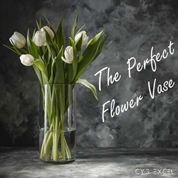 CYS Excel Clear Glass Cylinder Vase (H:9" D:4") | Multiple Size Choices Glass Flower Vase Centerpieces | Hurricane Floating Candle Holder Vase