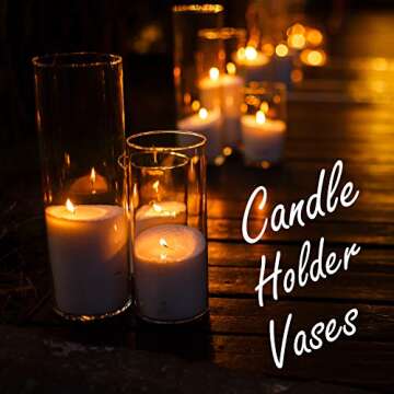 CYS Excel Clear Glass Cylinder Vase (H:9" D:4") | Multiple Size Choices Glass Flower Vase Centerpieces | Hurricane Floating Candle Holder Vase