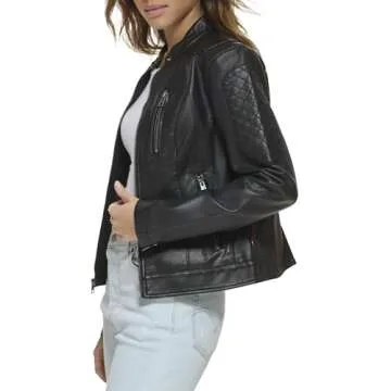 Levi's Women's Faux Leather Motocross Racer Jacket (Standard and Plus), New Black, XX-Large