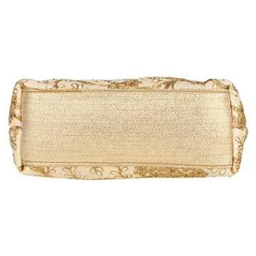 Suman Enterprises Women's Fantastic Silk Indian Ethnic Potli Bag with Handicraft work (Golden Potli)