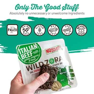 Wild Zora Meat & Veggie Bars, Variety 5-Pack, Natural Pork, Beef, Lamb, & Turkey Jerky Snacks, Healthy Paleo Snacks, AIP Friendly Options, Gluten Free, Soy Free, High Protein, No Added Sweetener