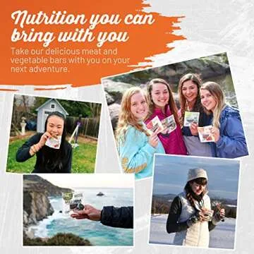 Wild Zora Meat & Veggie Bars, Variety 5-Pack, Natural Pork, Beef, Lamb, & Turkey Jerky Snacks, Healthy Paleo Snacks, AIP Friendly Options, Gluten Free, Soy Free, High Protein, No Added Sweetener