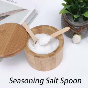 RDEXP Small Wooden Salt Spoons for Spice Jars Seasoning Honey Coffee Set of 50