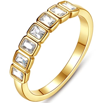 Elegant Espere Emerald Cut CZ Eternity Band Size 5