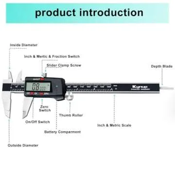 Kynup Digital Caliper Measuring Tool with Fraction Conversion