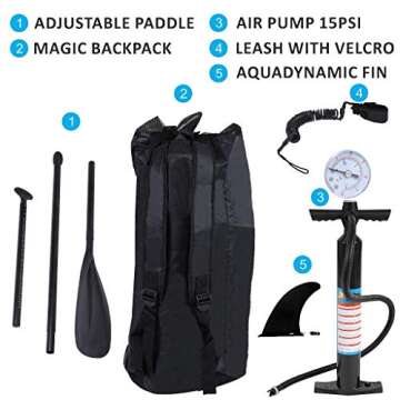 Inflatable Stand Up Paddle Board SUP Comes with High Pressure Pump with Gauge/Adjustable Paddle/Big Durable Backpack, 10"x30"x6" Wakeboards Surfboard Longboards Longboards (Dark Blue, 10'x30 x6)