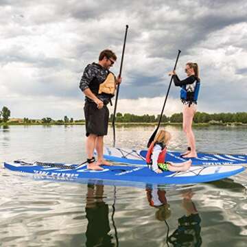 Inflatable Stand Up Paddle Board SUP Comes with High Pressure Pump with Gauge/Adjustable Paddle/Big Durable Backpack, 10"x30"x6" Wakeboards Surfboard Longboards Longboards (Dark Blue, 10'x30 x6)