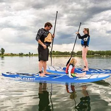 Inflatable Stand Up Paddle Board SUP Comes with High Pressure Pump with Gauge/Adjustable Paddle/Big Durable Backpack, 10"x30"x6" Wakeboards Surfboard Longboards Longboards (Dark Blue, 10'x30 x6)