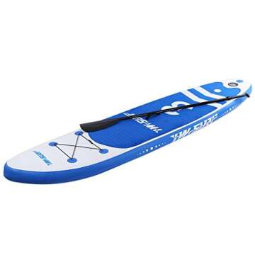 Inflatable Stand Up Paddle Board SUP Comes with High Pressure Pump with Gauge/Adjustable Paddle/Big Durable Backpack, 10"x30"x6" Wakeboards Surfboard Longboards Longboards (Dark Blue, 10'x30 x6)