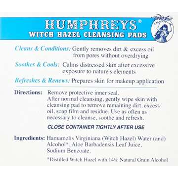 Humphrey's Witch Hazel Cleansing Pads, 60 Pads