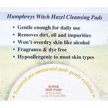 Humphrey's Witch Hazel Cleansing Pads, 60 Pads