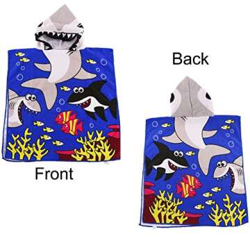 HETH Kids Hooded Beach and Bath Towel Swimsuit Coverup Swimming Poncho Towel Multi-use for Bath/Shower/Pool