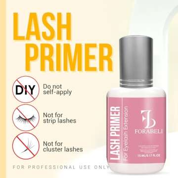 Forabeli Lash Primer for Eyelash Extensions 15ml - Enhances Adhesion, Removes Oils and Proteins for Longer Lasting Results