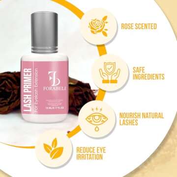 Forabeli Lash Primer for Eyelash Extensions 15ml - Enhances Adhesion, Removes Oils and Proteins for Longer Lasting Results