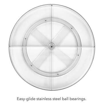 Nate Home by Nate Berkus 18-Inch Divided Turntable Organizer | Large Plastic Lazy Susan, with 4 Compartments for Kitchen Cabinet or Pantry from mDesign - Clear