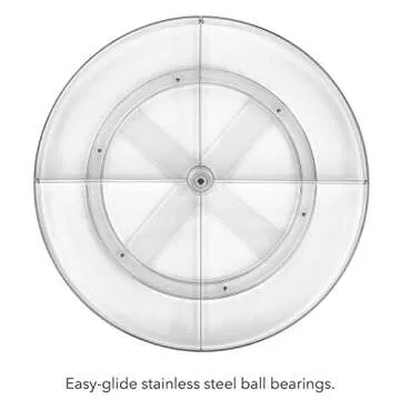 Nate Home by Nate Berkus 18-Inch Divided Turntable Organizer | Large Plastic Lazy Susan, with 4 Compartments for Kitchen Cabinet or Pantry from mDesign - Clear