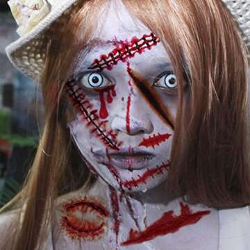 VANTATY 3D Fake Scars Tattoos for Halloween Magic