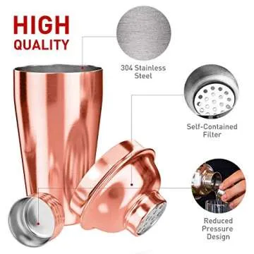 Soing Rose Copper 24-Piece Cocktail Shaker Set,Perfect Home Bartending Kit for Drink Mixing,Stainless Steel Bar Tools with Stand,Velvet Carry Bag & Recipes Included