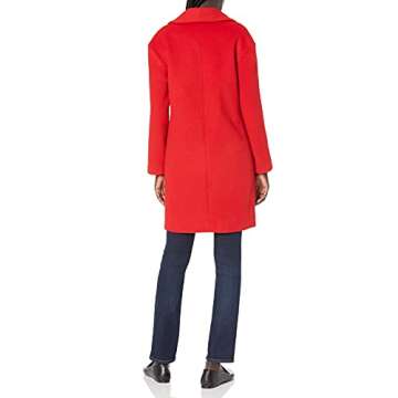 Lark & Ro Women's Single Breasted Shawl Collar Coat, red, 4