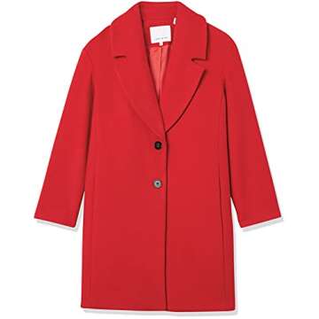 Lark & Ro Women's Single Breasted Shawl Collar Coat, red, 4