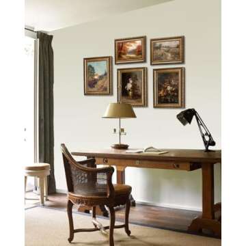 KBKBART Gold Framed Canvas Wall Art for Living Room, Vintage Landscape Oil Painting Farmhouse Decor, Retro Nature Canvas Art Prints for Wall Decor, Rustic Landscape Wall Decor for Bathroom, Bedroom Living Room, Vintage Art Wall Decor (12"x16")