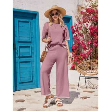 Ekouaer Lounge Set for Women Stylish 2 Piece Travel Outfits with Soft Knit