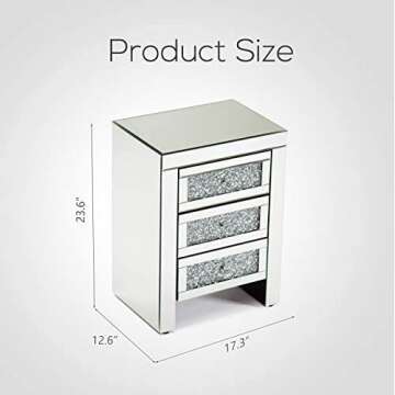 mecor Mirrored Nightstand, Set of 2 Side Tables, Living Room Table Sets, End Tables 3 Drawers Mirror...