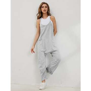 Lentta Women's Comfy V Neck Harem Jumpsuit with Pockets
