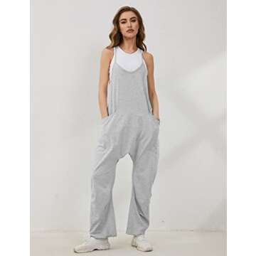 Lentta Women's Comfy V Neck Harem Jumpsuit with Pockets