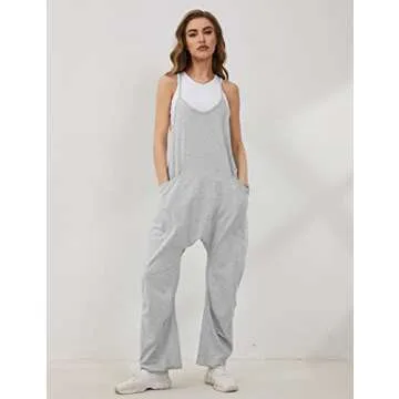 Lentta Women's Comfy V Neck Harem Jumpsuit with Pockets