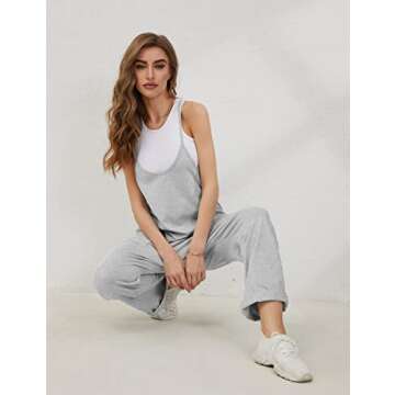 Lentta Women's Comfy V Neck Harem Jumpsuit with Pockets