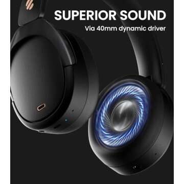 Edifier WH950NB Active Noise Cancelling Headphones, Bluetooth 5.3 Wireless LDAC Hi-Res Audio, 55 Hours Playtime, Google Fast Pairing for Android, Dual Device Connection, App Control, Black