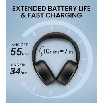 Edifier WH950NB Active Noise Cancelling Headphones, Bluetooth 5.3 Wireless LDAC Hi-Res Audio, 55 Hours Playtime, Google Fast Pairing for Android, Dual Device Connection, App Control, Black