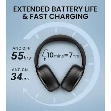 Edifier WH950NB Active Noise Cancelling Headphones, Bluetooth 5.3 Wireless LDAC Hi-Res Audio, 55 Hours Playtime, Google Fast Pairing for Android, Dual Device Connection, App Control, Black