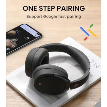 Edifier WH950NB Active Noise Cancelling Headphones, Bluetooth 5.3 Wireless LDAC Hi-Res Audio, 55 Hours Playtime, Google Fast Pairing for Android, Dual Device Connection, App Control, Black