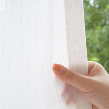 jinchan Linen Blend White Curtains 120 Inch Extra Long for Living Room Farmhouse Rod Pocket Back Tab Light Filtering Window Drapes for Bedroom Patio Door Curtains Off White 2 Panels