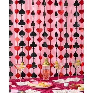 xo, Fetti Party Decorations Red and Black Casino Curtain - Set of 2 | Card Game Bachelorette Supplie...