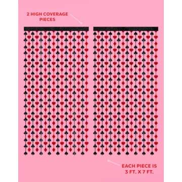 xo, Fetti Party Decorations Red and Black Casino Curtain - Set of 2 | Card Game Bachelorette Supplies, Vegas Birthday Photo Booth, Poker Party Backdrop