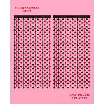 xo, Fetti Party Decorations Red and Black Casino Curtain - Set of 2 | Card Game Bachelorette Supplies, Vegas Birthday Photo Booth, Poker Party Backdrop