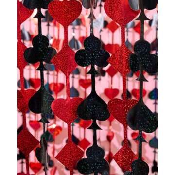xo, Fetti Party Decorations Red and Black Casino Curtain - Set of 2 | Card Game Bachelorette Supplies, Vegas Birthday Photo Booth, Poker Party Backdrop