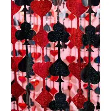 xo, Fetti Party Decorations Red and Black Casino Curtain - Set of 2 | Card Game Bachelorette Supplies, Vegas Birthday Photo Booth, Poker Party Backdrop